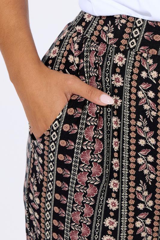 Evans YOURS Curve Black Floral Paisley Cuffed Harem Trousers