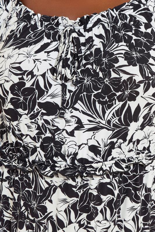 Evans YOURS Curve Black Floral Print Milkmaid Maxi Dress