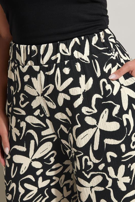Evans YOURS Curve Black Floral Print Textured Midaxi Culottes