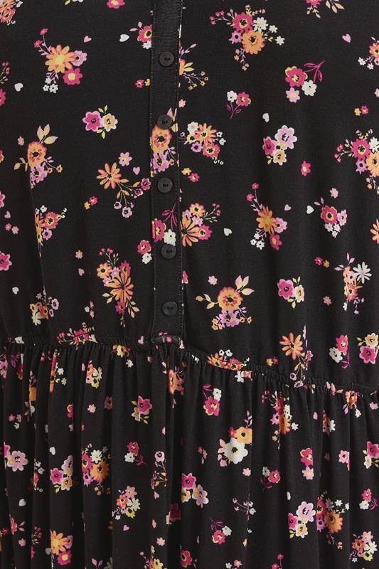 Evans YOURS Curve Black Floral Tie Front Maxi Dress