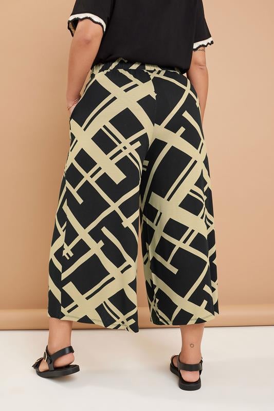 Evans YOURS Curve Black Geometric Print Midaxi Culottes