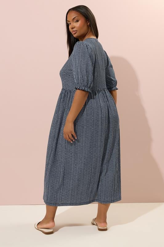 Evans YOURS Curve Black Gingham Bow Tie Front Midaxi Dress