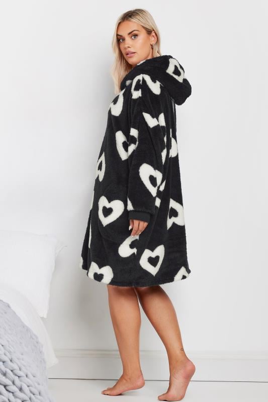 Evans YOURS Curve Black Heart Oversized Blanket Hoodie