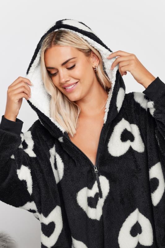 Evans YOURS Curve Black Heart Oversized Blanket Hoodie