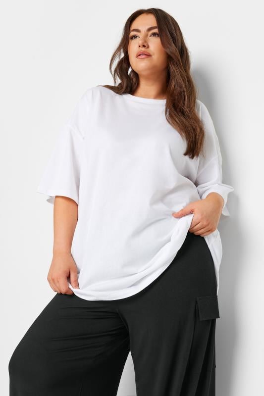 Evans YOURS Curve Black Jersey Wide Leg Cargo Trousers