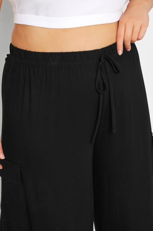 Evans YOURS Curve Black Jersey Wide Leg Cargo Trousers