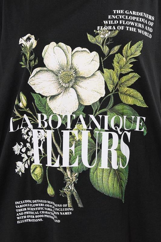 Evans YOURS Curve Black 'La Botanique Fleurs' Floral Oversized Graphic T-Shirt