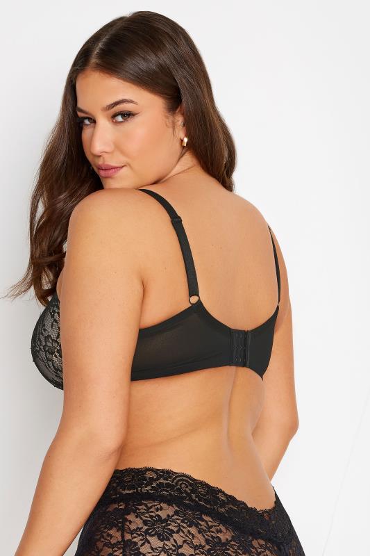 Evans YOURS Curve Black Lace Detail Mesh Padded T-Shirt Bra