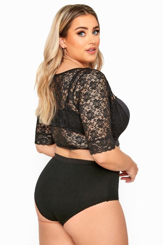 Evans YOURS Curve Black Lace Front Fastening Armwear Top