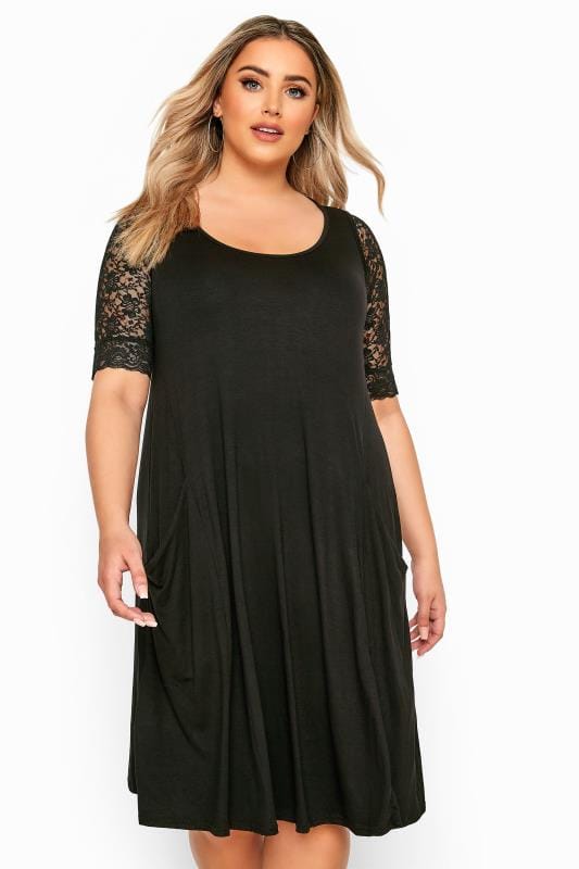 Evans YOURS Curve Black Lace Front Fastening Armwear Top