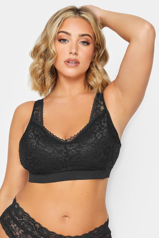 Evans YOURS Curve Black Lace Seamless Padded Non-Wired Bralette
