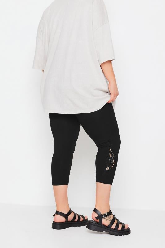 Evans YOURS Curve Black Lace Stretch Cropped Leggings