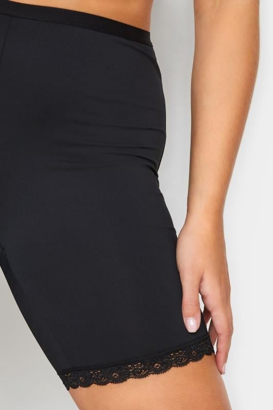 Evans YOURS Curve Black Lace Trim Anti Chafing High Waisted Shorts