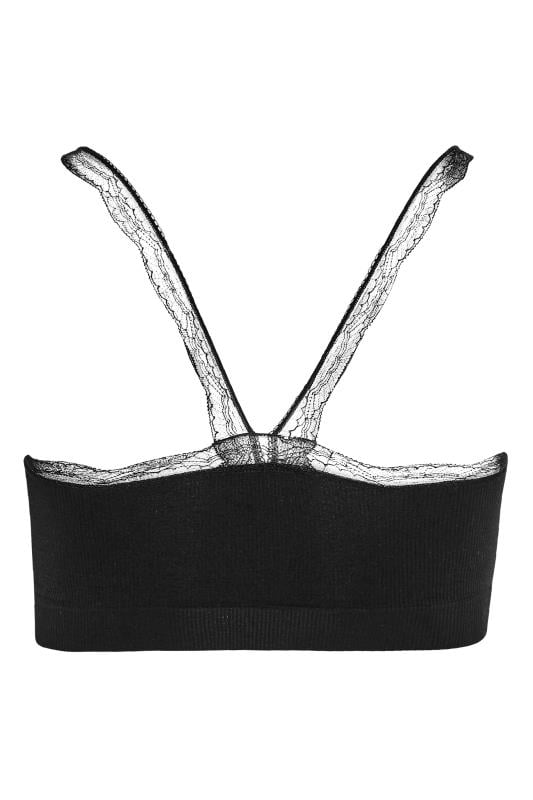 Evans YOURS Curve Black Lace Trim Seamless Padded Non-Wired Bralette