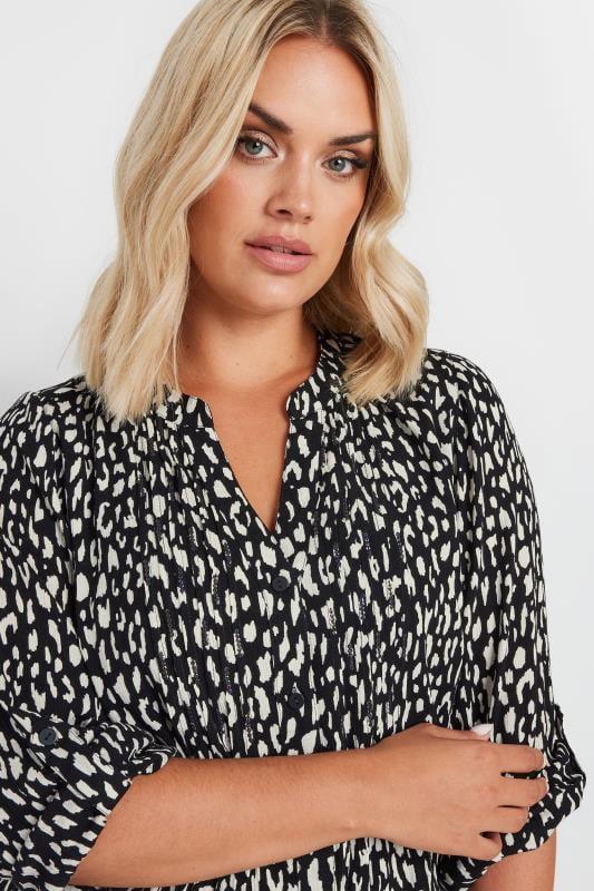 Evans YOURS Curve Black Leopard Print Pintuck Blouse