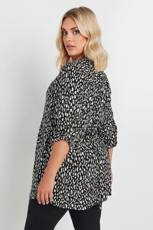 Evans YOURS Curve Black Leopard Print Pintuck Blouse