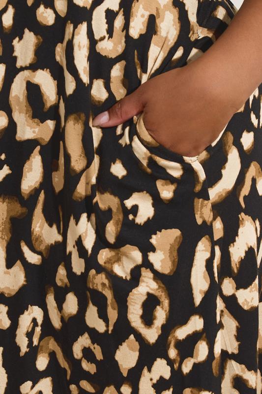 Evans YOURS Curve Black Leopard Print Pleated Maxi Dress