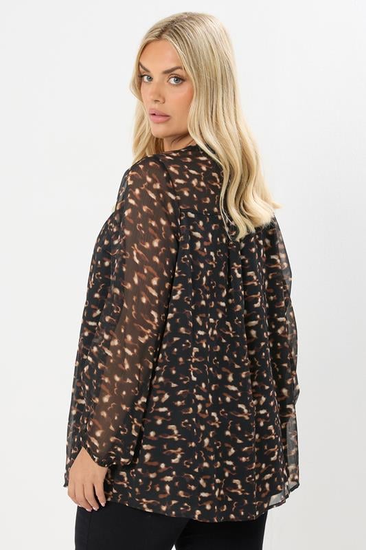 Evans YOURS Curve Black Leopard Print Stud Detail Blouse