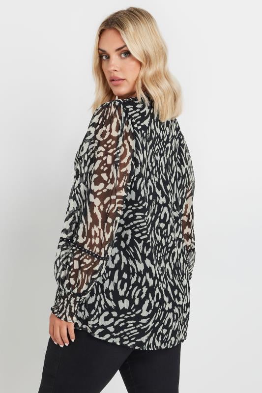 Evans YOURS Curve Black Leopard Print Stud Trim Blouse