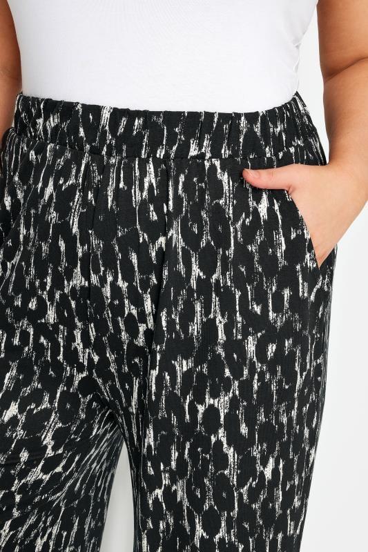 Evans YOURS Curve Black Leopard Print Wide Leg Trousers