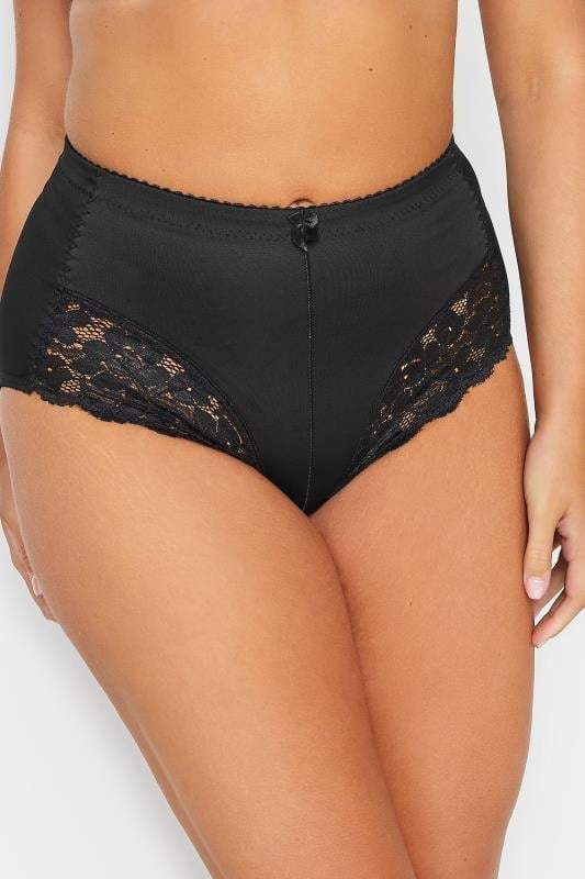 evans YOURS Curve Black Light Control High Waisted Full Briefs