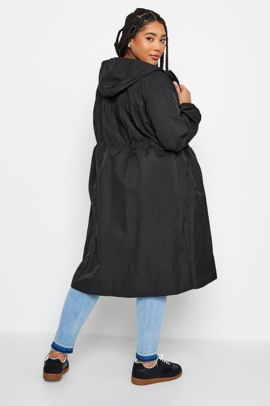 Evans YOURS Curve Black Lightweight Longline Parka Jacket