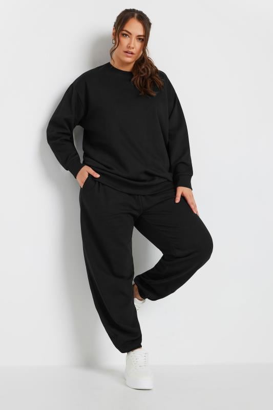 Evans YOURS Curve Black Long Sleeve Crew Neck Sweatshirt