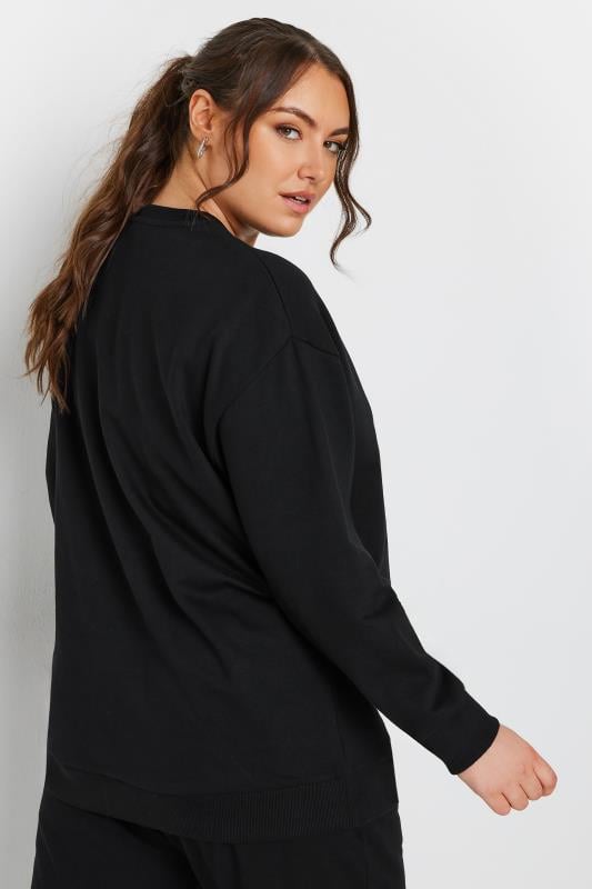 Evans YOURS Curve Black Long Sleeve Crew Neck Sweatshirt