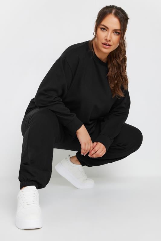 evans YOURS Curve Black Long Sleeve Crew Neck Sweatshirt