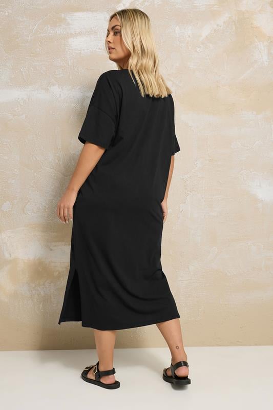 Evans YOURS Curve Black Oversized Pocket Detail Midi Dress