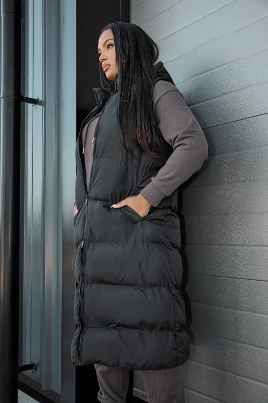 Evans YOURS Curve Black Padded 2-in-1 Puffer Coat & Gilet