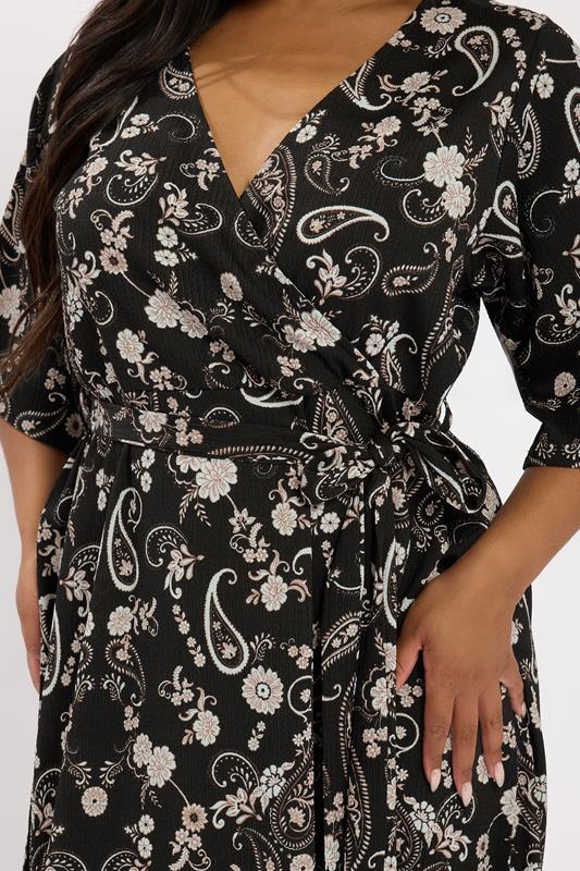 Evans YOURS Curve Black Paisley Kimono Sleeve Midaxi Wrap Dress
