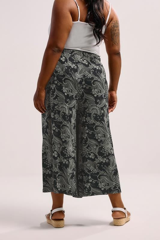 Evans YOURS Curve Black Paisley Print Midaxi Culottes