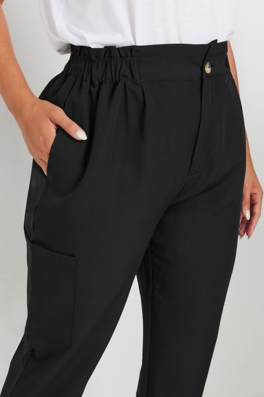 Evans YOURS Curve Black Paperbag Waist Cargo Trousers