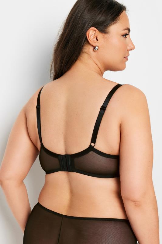 Evans YOURS Curve Black & Pink Lace Detail Mesh Padded Bra