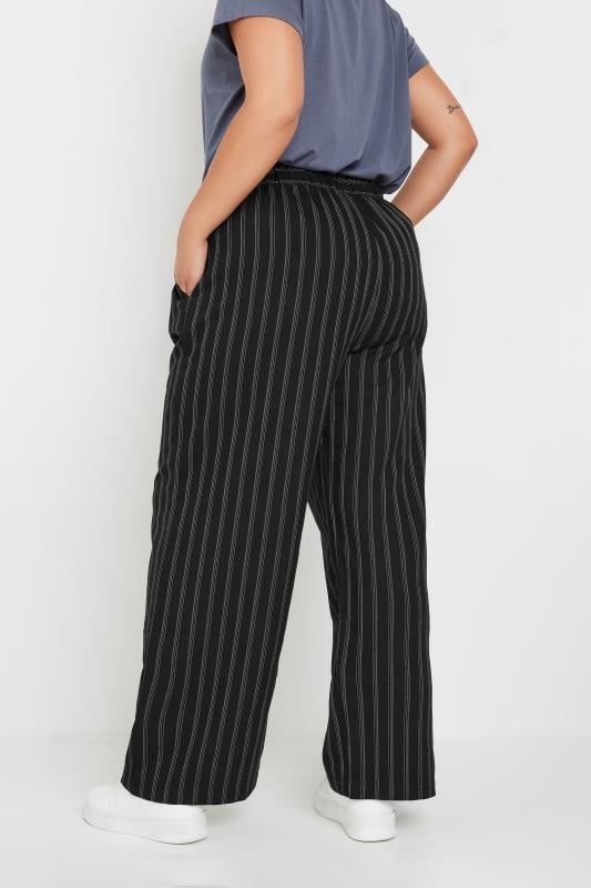 Evans YOURS Curve Black Pinstripe Wide Leg Trousers