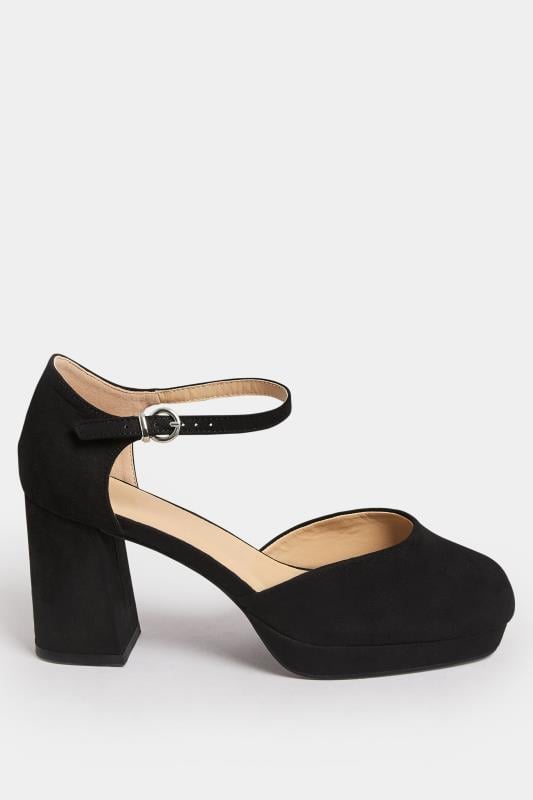 Evans Yours Curve Black Platform Court Shoes In Wide E & Extra Wide EEE Fit