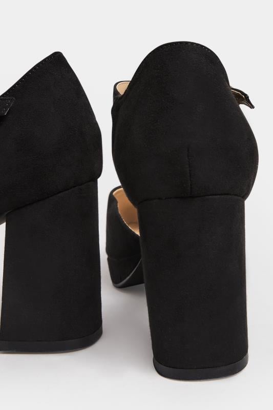 Evans Yours Curve Black Platform Court Shoes In Wide E & Extra Wide EEE Fit