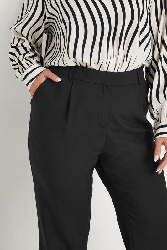 Evans YOURS Curve Black Pleat Front Bootcut Trousers