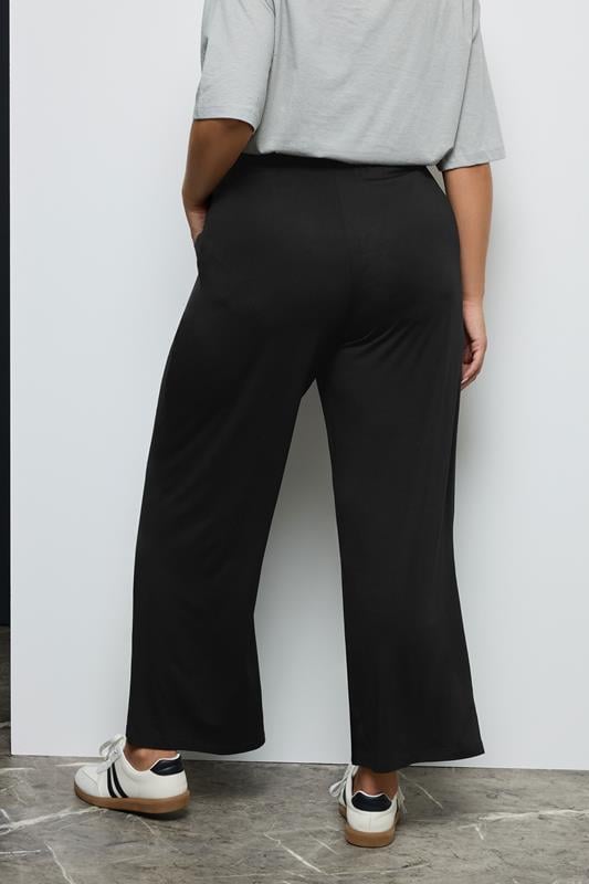 Evans YOURS Curve Black Pleated Wide Leg Stretch Trousers