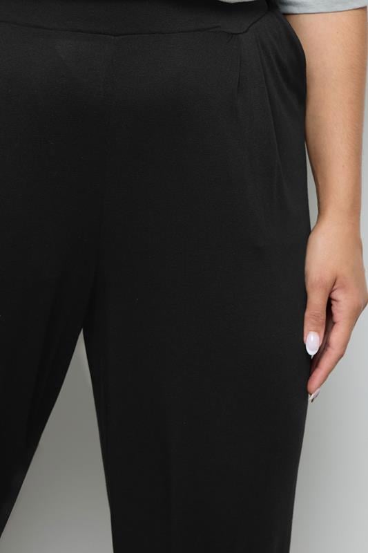 Evans YOURS Curve Black Pleated Wide Leg Stretch Trousers