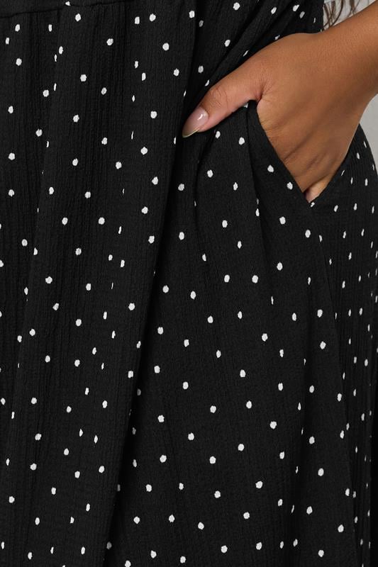 Evans YOURS Curve Black Polka Dot Frill Sleeve Midaxi Dress