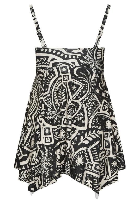 Evans YOURS Curve Black Postcard Print Hanky Hem Tankini Top