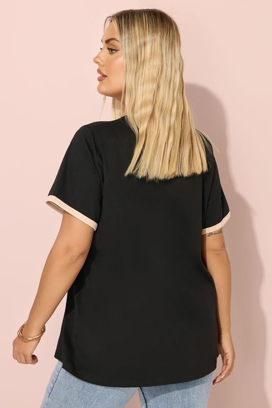 Evans YOURS Curve Black 'Rodeo' Slogan Ringer T-Shirt