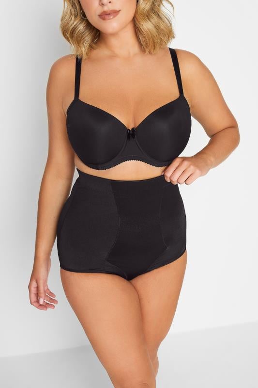 Evans YOURS Curve Black Satin Control High Waisted Full Brief