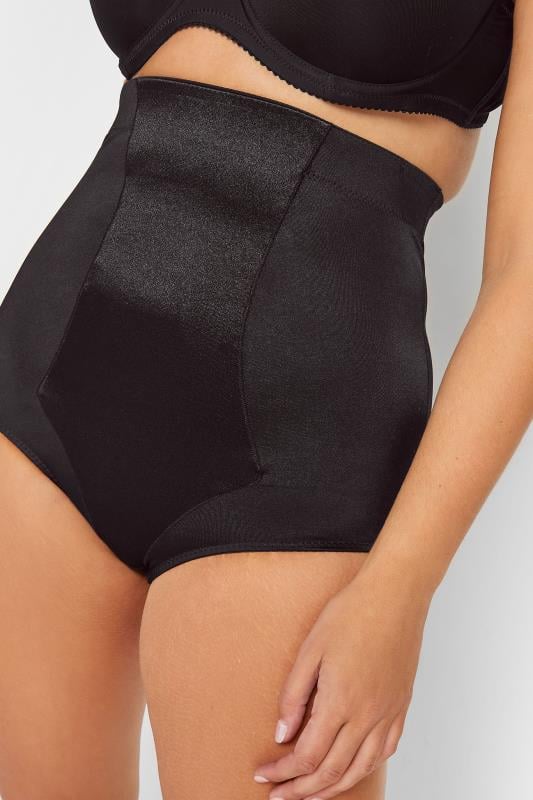 Evans YOURS Curve Black Satin Control High Waisted Full Brief