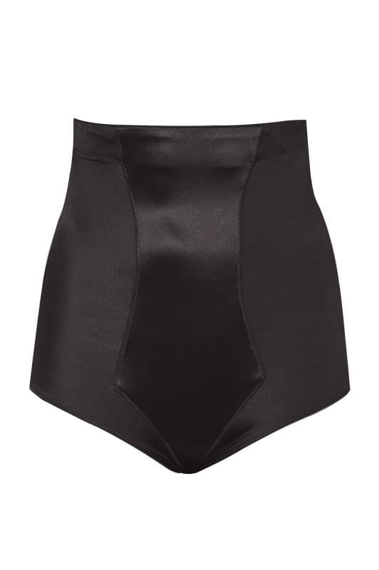 Evans YOURS Curve Black Satin Control High Waisted Full Brief