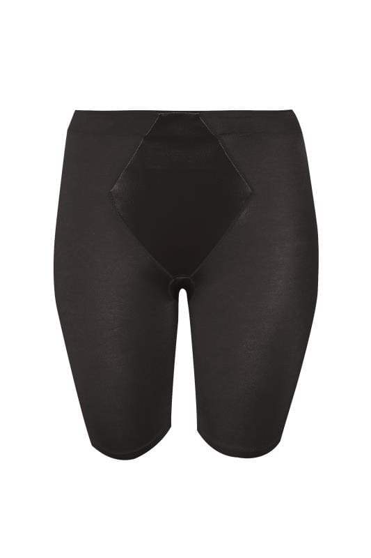 Evans YOURS Curve Black Satin Control High Waisted Shorts