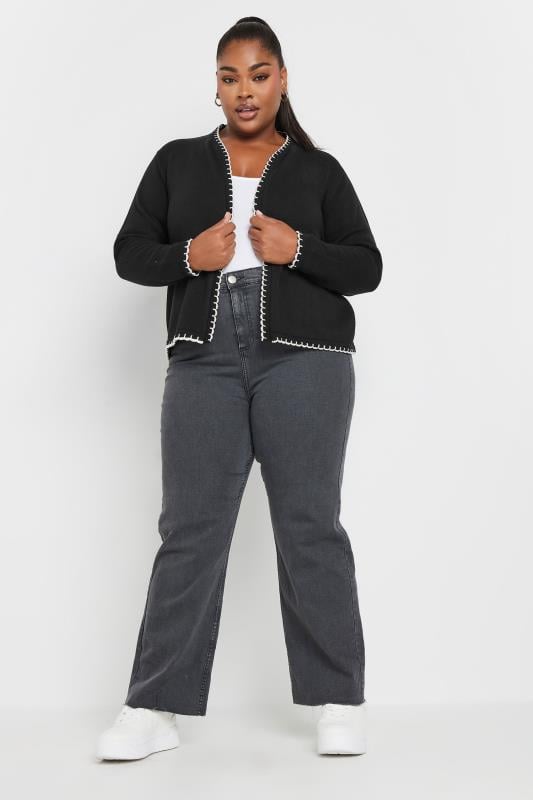 Evans YOURS Curve Black Scallop Hem Knitted Cardigan