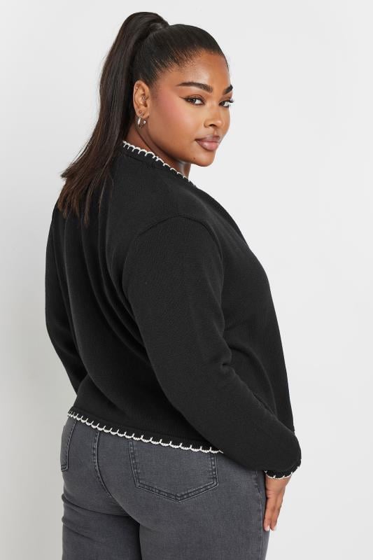 Evans YOURS Curve Black Scallop Hem Knitted Cardigan